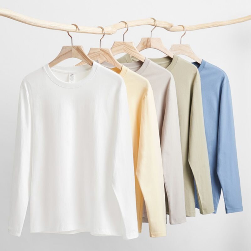 High quality cotton round neck basic long-sleeved top